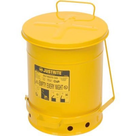 JUSTRITE Justrite 10 Gallon Oily Waste Can, Yellow - 0 9301